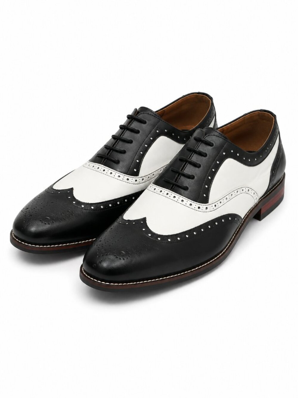 Ferro Aldo Arthur Spectator Wingtip Oxfords Black White Mens 10.5